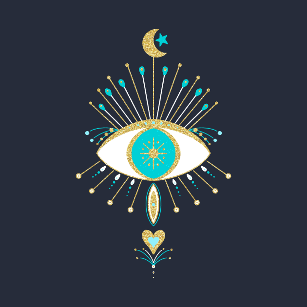 Turquoise and gold mystic eye by Home Cyn Home 