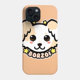 KAWAII Chibi Borzoi Dog Face Phone Case