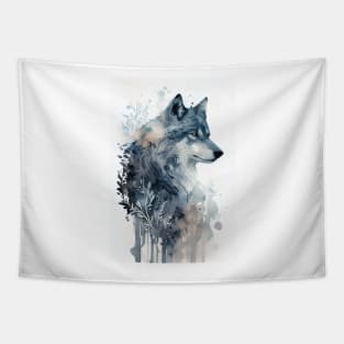 Stunning Ornamental Watercolor Wolf in Winter Tapestry