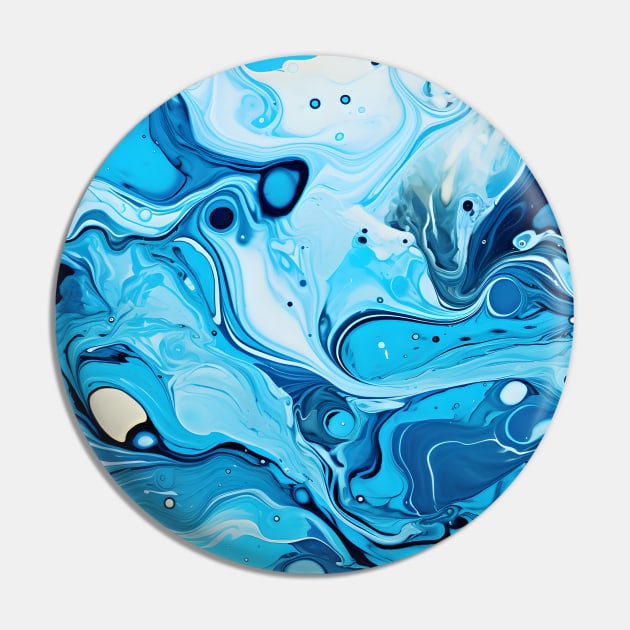 Azure Swirls Fluid Painting Pin by AbstractGuy