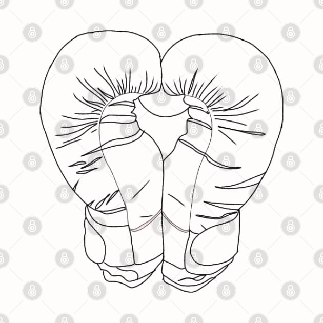 Black Boxing Gloves Line Art such as Heart - Pair of Boxing Gloves by Tilila