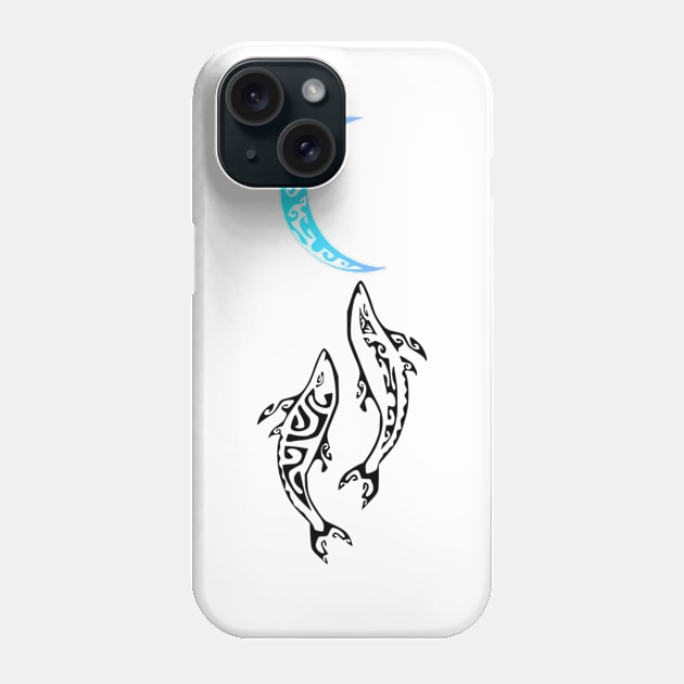 Dauphins au clair de lune Phone Case by Nesian TAHITI