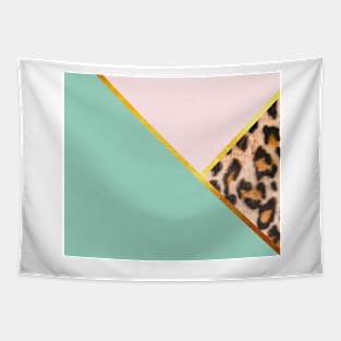 Abstract leopard print, color blocking green Tapestry