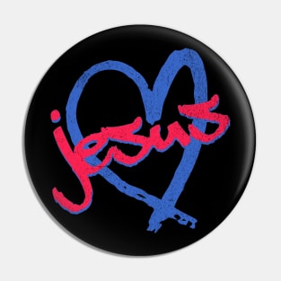 I Love Jesus Vintage 80's & 90's Red and Blue Pin