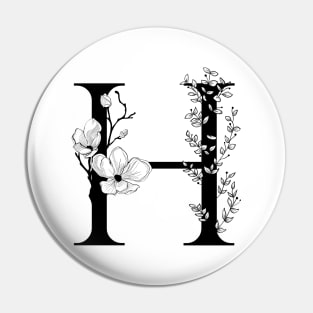 Letter H Monogram - Floral Initial Pin