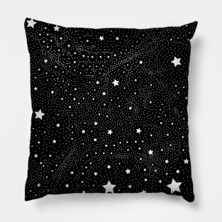 Stars & Space, Black and White Pattern Pillow