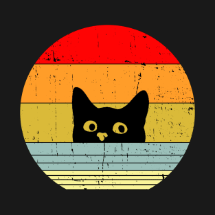 Vintage Black Cat Design T-Shirt