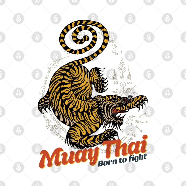 Vintage Muay Thai Tiger Tattoo by KewaleeTee