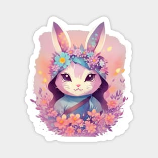 Cute Floral Ninja Rabbit Magnet