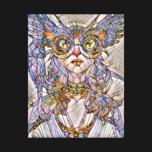 A Cat and An Owl Mosaic Mash-Up T-Shirt