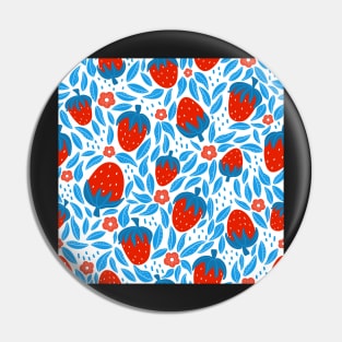 strawberry seamless pattern with blue and red colors Pin