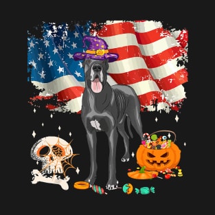 Funny great dane Dog Halloween Costume Gift Flag America T-Shirt