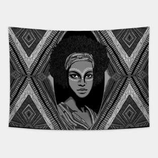 Black and White African Goddess Tapestry