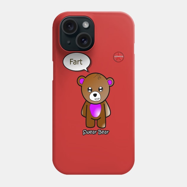 Geek Girl - SwearBear - Fart Phone Case by AdeGee