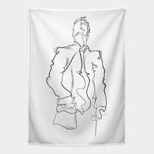 Simple Man Sketch - Male Figure One Line Art Tapestry