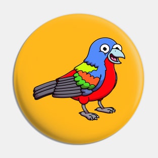 Happy Painted Bunting Bird Pin