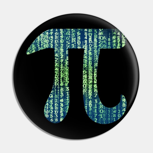 Pi Day Geek Matrix Numbers T-shirt Pin by bkls