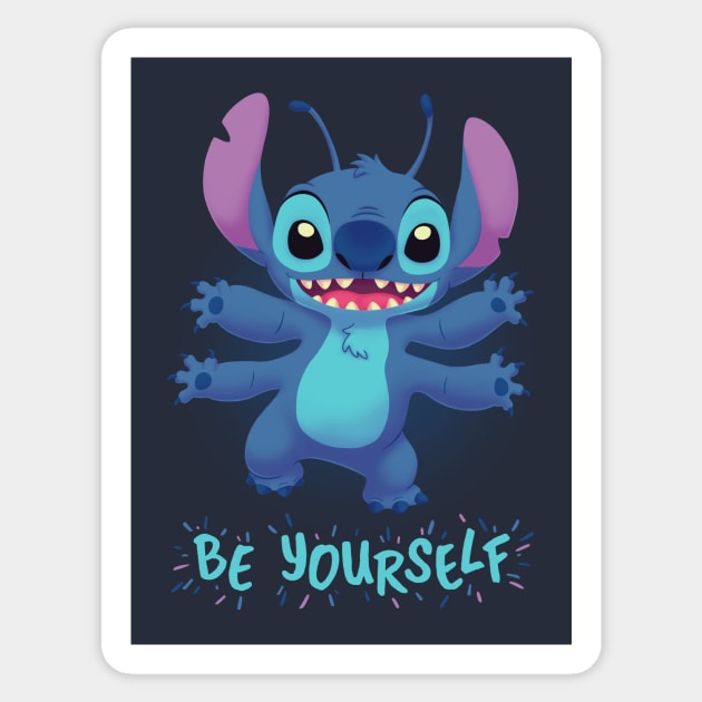 Be Yourself // Cute Stitch, 90s Kid, Experiment 626, Ohana - Stitch -  Sticker