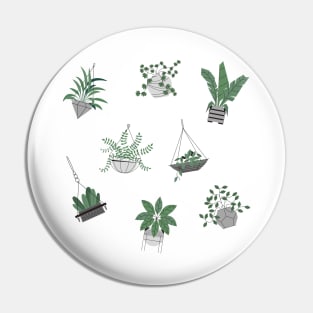 Cute Green and Black and White Plant Drawing Pin