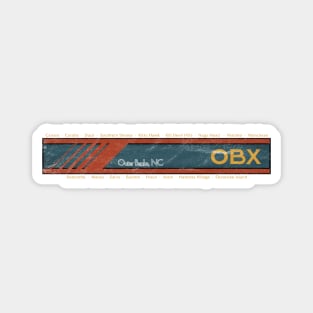 OBX Towns Light Text Distressed Magnet