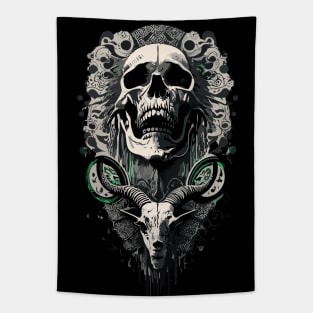 Skull and goat tattoo Tapestry