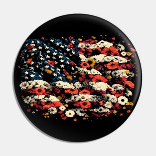 Floral American Flag Pin