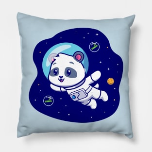 Cute Panda Astronaut Floating In Space Cartoon Pillow