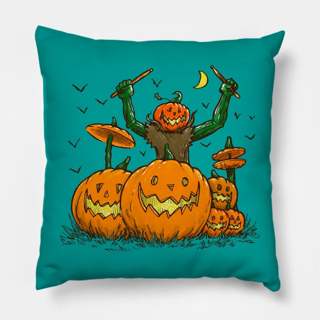 The Pumpkin Drummer Pillow by nickv47