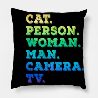 Cat Person Woman Man Camera Tv Pillow