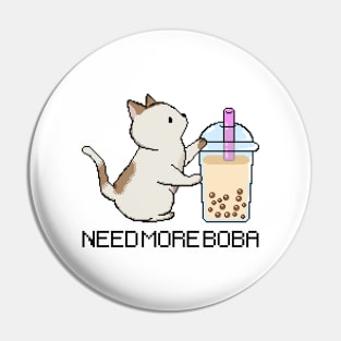 Pixel Kitty Needs More Boba Tea! Pin