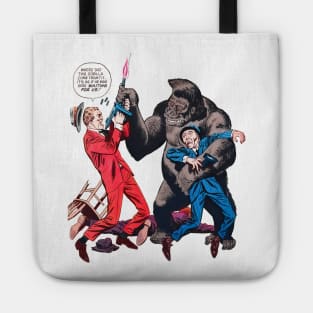 Funny Gorilla Monkey Primate King Kong Red Blue Retro Comic Vintage Cartoon Tote