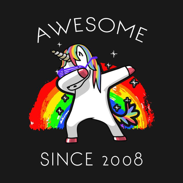 Dabbing Unicorn Birthday Girl Gifts 12 Years Old awesome Since 2008 by GillTee