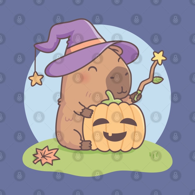 Cute Capybara Wizard and Squash Halloween by rustydoodle