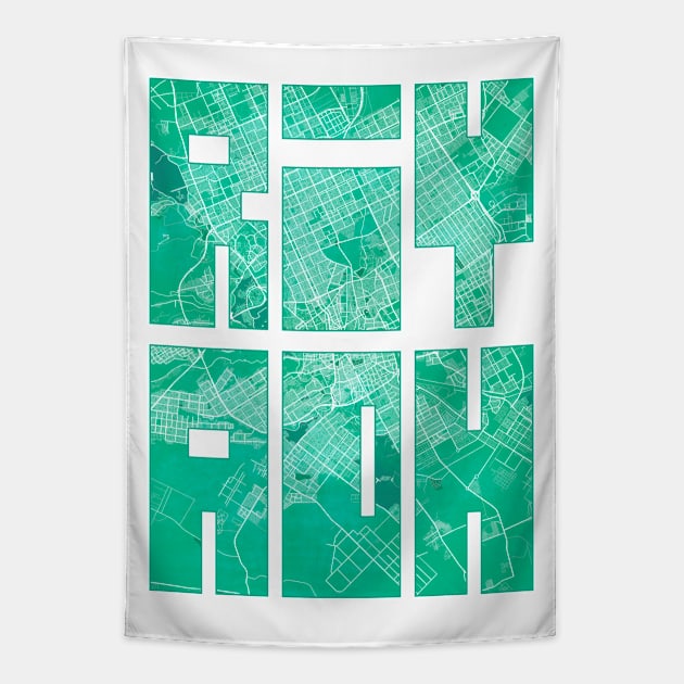 Riyadh, Saudi Arabia City Map Typography - Watercolor Tapestry by deMAP Studio