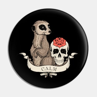 Calm Merkaat Rose Skull Pin