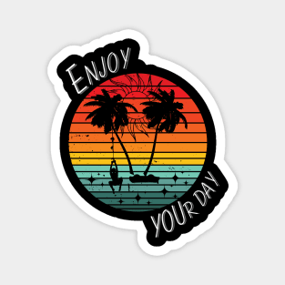 Island Escape - Swinging on Palm Trees at Sunset Magnet