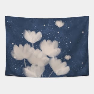 Flowers on a blue background Tapestry