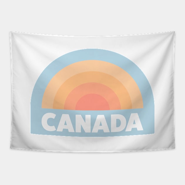 Canada Retro Rainbow Badge Blue Tapestry by modeoftravel