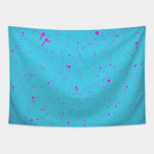 Pink Spray Splatter On Aqua Turquoise Tapestry