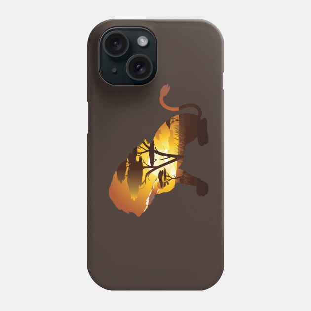 African Sunset and Lion Phone Case by AnnArtshock