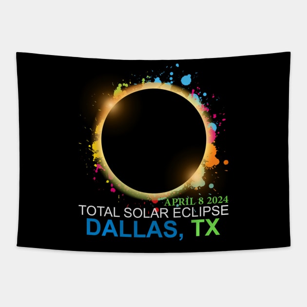 Total Solar Eclipse 2024 Dallas Texas Colorful Totality Tapestry by klei-nhanss