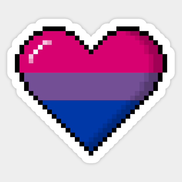 Bisexual Pride 8-Bit Pixel Heart - Bisexual - Pegatina | TeePublic MX