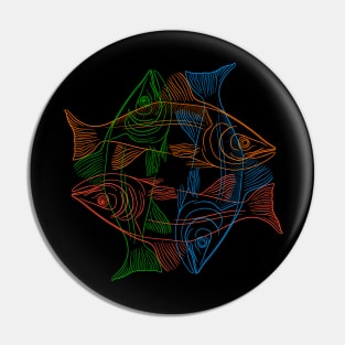 Salmon drawing in four colors Pin