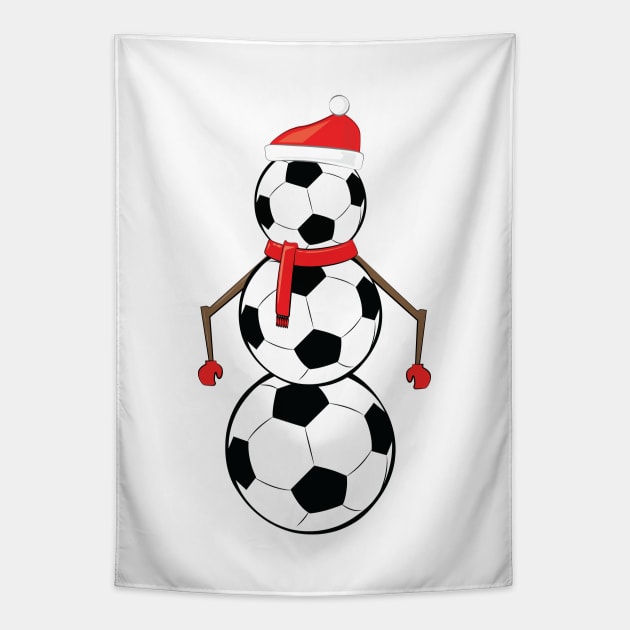 Funny Christmas Football / Soccer Snowman Tapestry by DesignWood-Sport