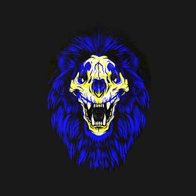 Lion Skull Interactive Yellow&Blue Filter T-Shirt By Red&Blue by RedAndBlue