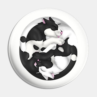 Yin-Yang Cats: Bicolor Black/White Pin