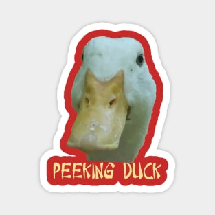 Quirky Peeking Duck Face Over Punny Asian Text Magnet