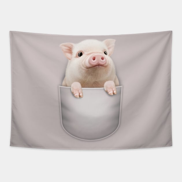 PIG POCKET Tapestry by ADAMLAWLESS