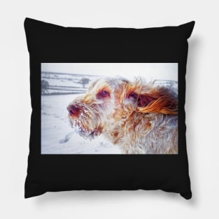 Windswept snowstorm Spinone Pillow