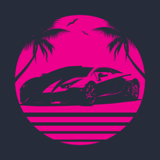 80s Aesthetic Retro Sunset Palm Beach T-Shirt